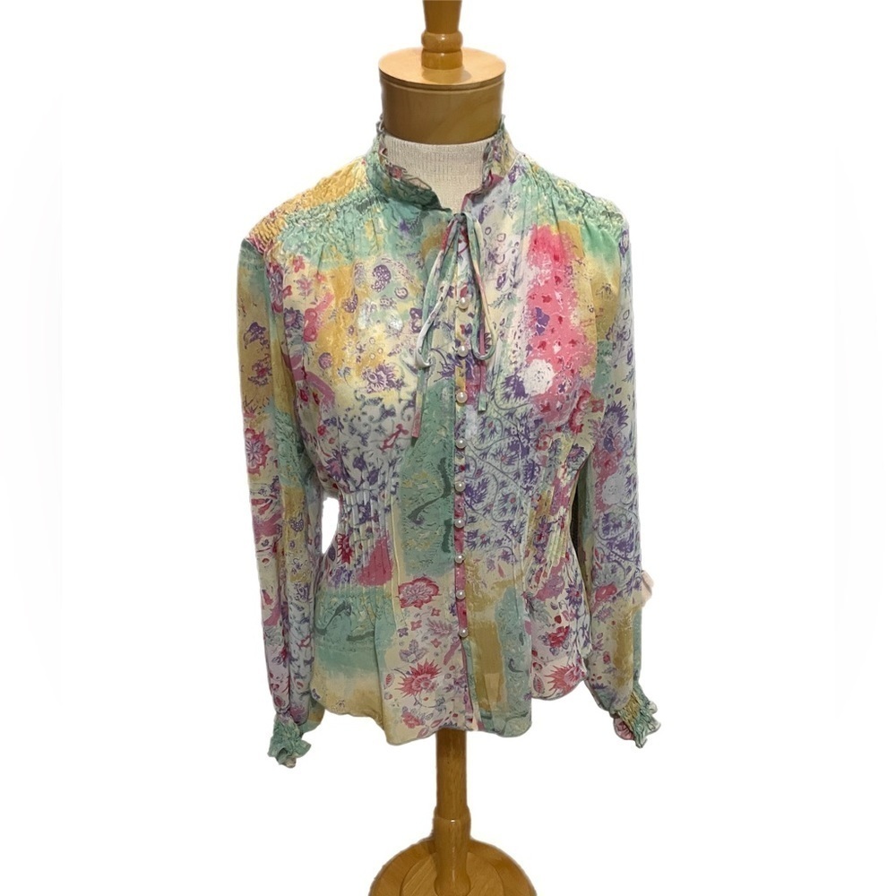 Belissimo Women’s Sheer Floral Blouse